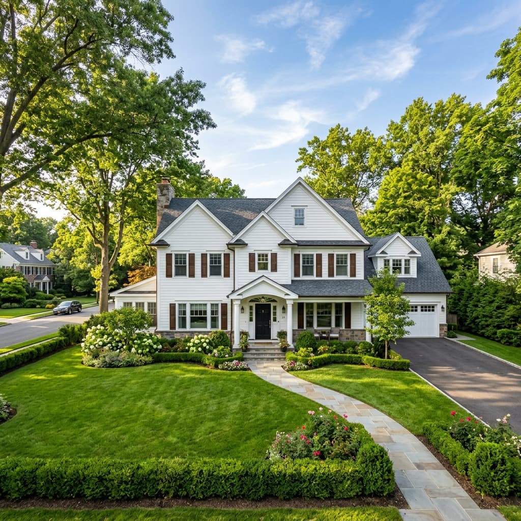 Classic suburban colonial home in Glen Rock, NJ with a new asphalt shingle roof
