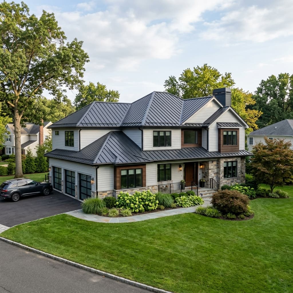 Standing seam metal roof on a residential New Jersey home