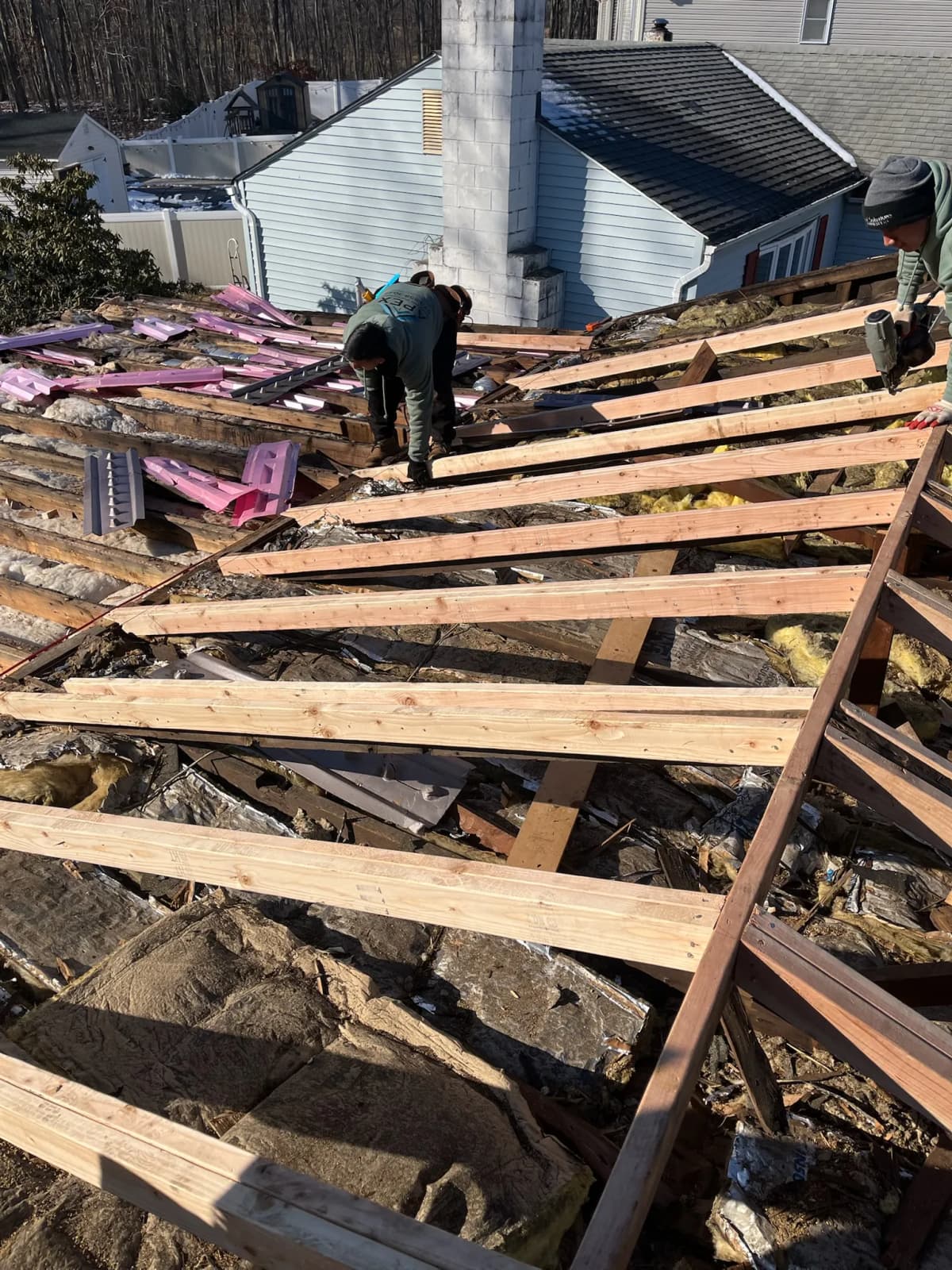 New shingle roof installation