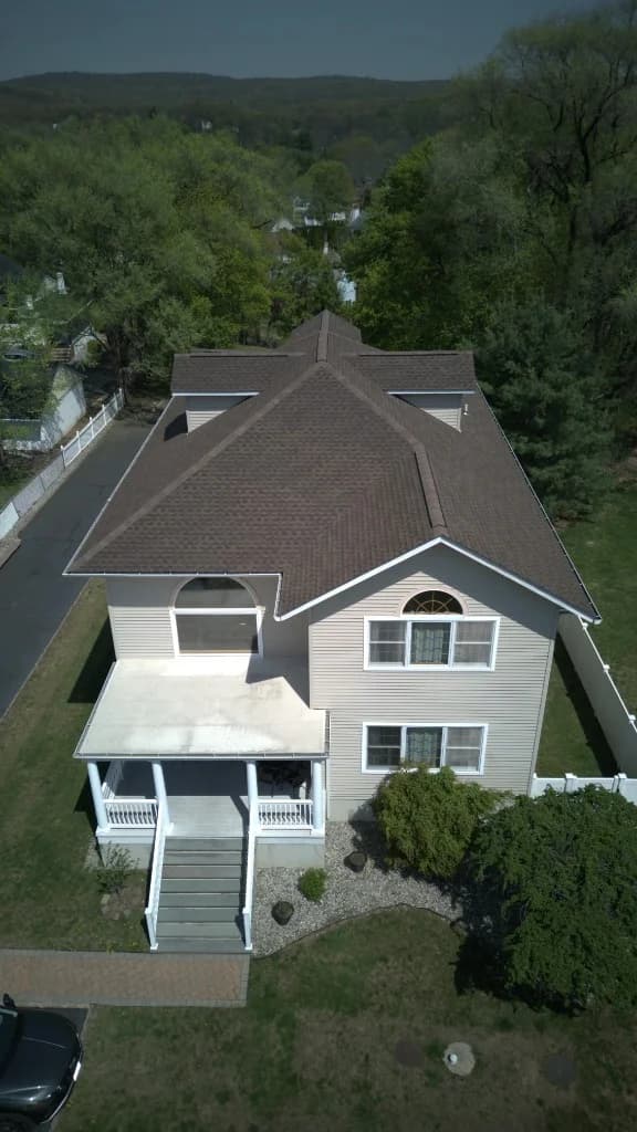 Aerial view of completed roof replacement — NJ