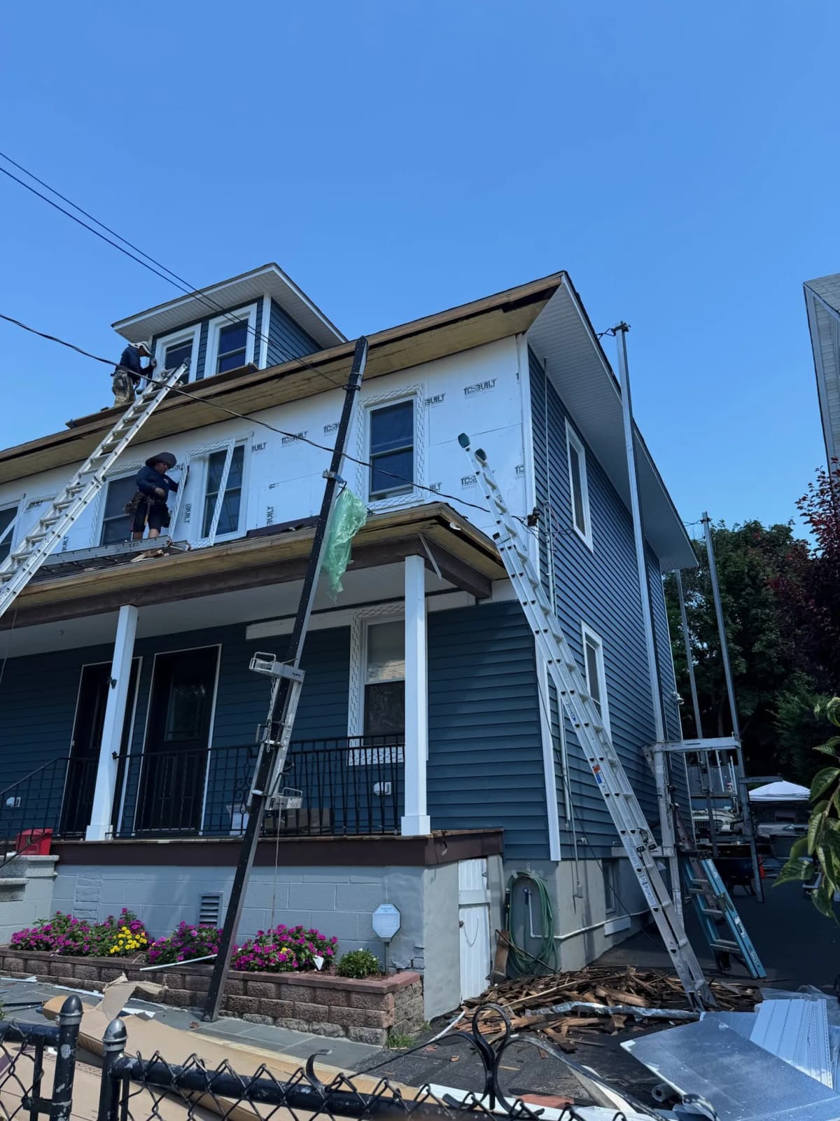 New siding installation