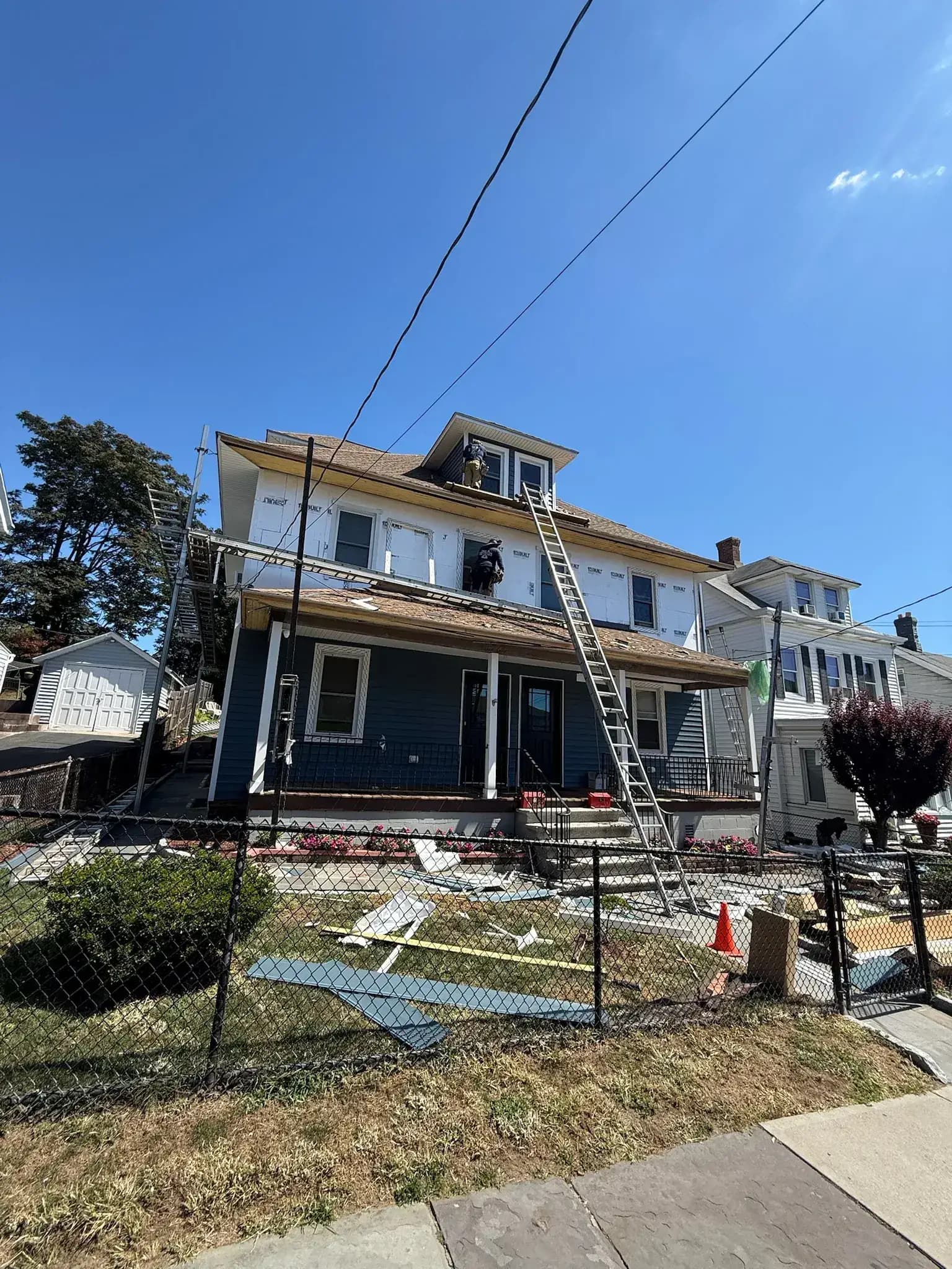 New vinyl siding after installation